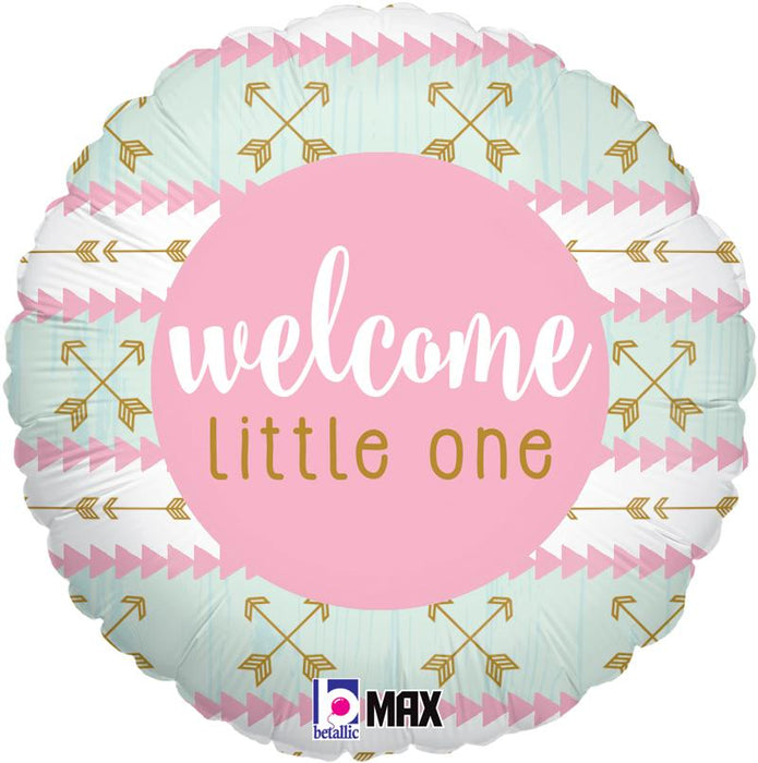 Welcome Little One - Pink 18" Helium Filled Foil Balloon (Optional Helium Inflation)