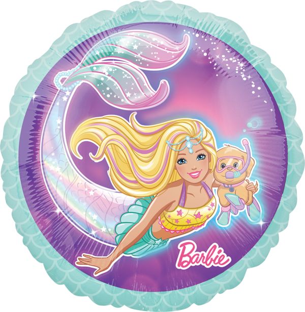 Mermaid Barbie Foil Helium 17" Balloon (Optional Helium Inflation)