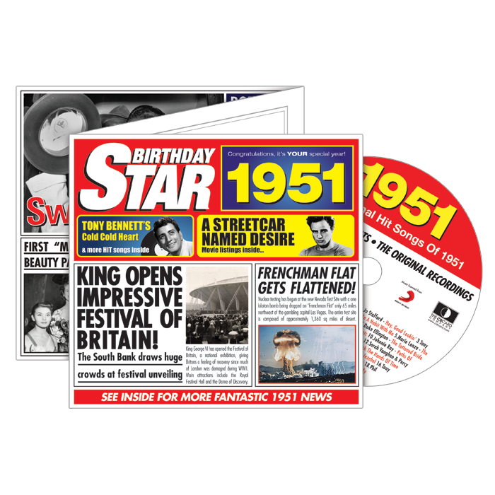 Birthday Star 1951 CD Music Greeting Card Special Year