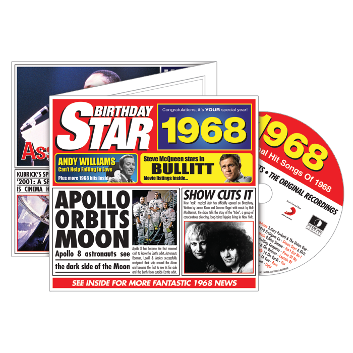 Birthday Star 1968 CD Music Greeting Card Special Year