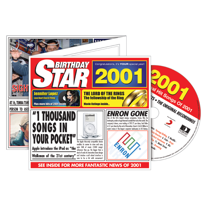 Birthday Star 2001 CD Music Greeting Card Special Year