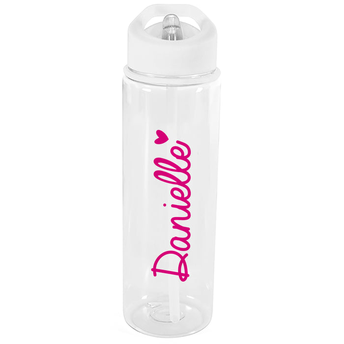Personalised Name Water Bottle Pink Heart