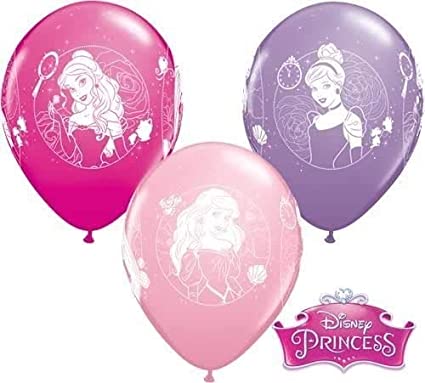 Disney Princess Designs Balloons 6 Pack (Optional Inflation)