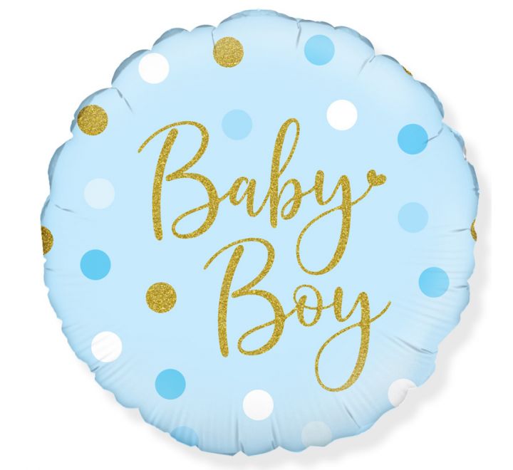 Sparkling Baby Boy Dots 18" Foil Balloon  (Optional Helium Inflation)