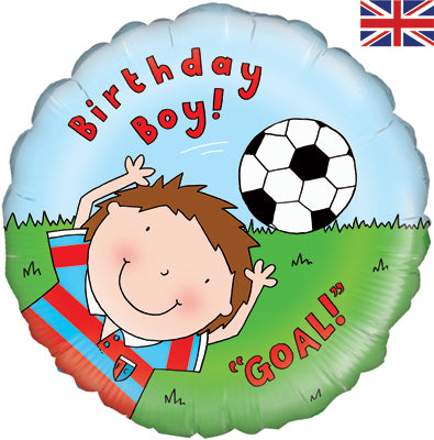 Birthday Boy Football 18" Foil Helium Balloon (Optional Helium Inflation)
