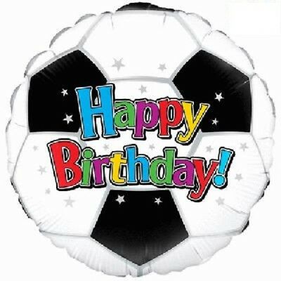 Football Happy Birthday Foil Helium Balloon (Optional Helium Inflation)