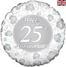 Silver 25th Wedding Anniversary Foil Balloon (Optional Helium Inflation)