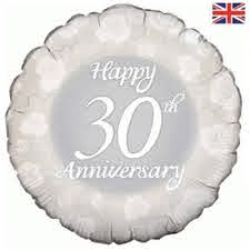 Pearl 30th Wedding Anniversary Foil Balloon (Optional Helium Inflation)