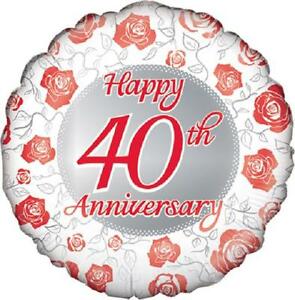 Ruby 40th Wedding Anniversary Foil Balloon (Optional Helium Inflation)