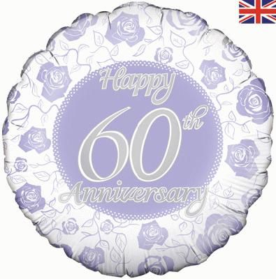 Diamond 60th Wedding Anniversary Foil Balloon (Optional Helium Inflation)