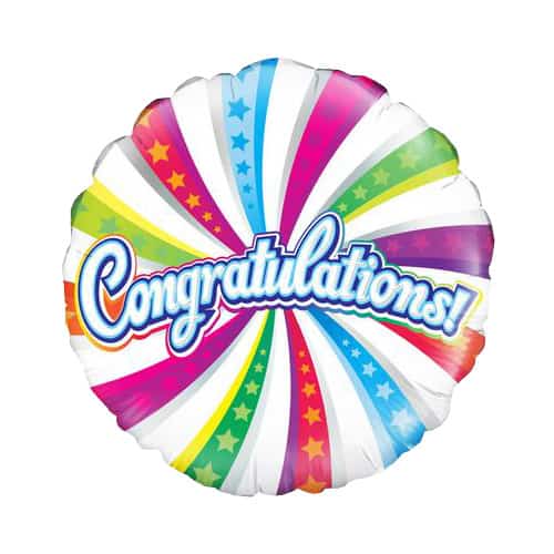 Congratulation Swirl Foil Balloon (Optional Helium Inflation)