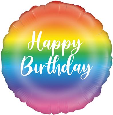 Happy Birthday Rainbow Foil Balloon(Optional Helium Inflation)