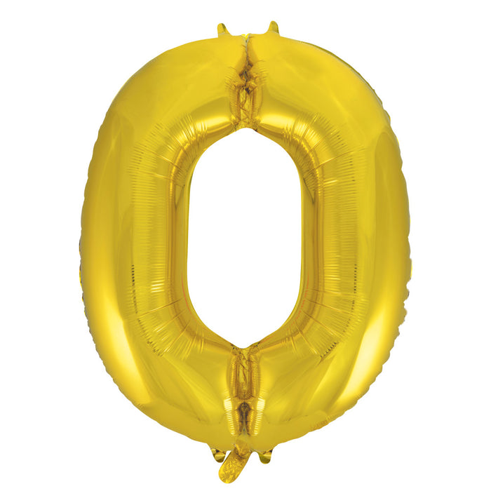 Gold Number 0 Giant Foil Helium Balloon 34" (Optional Helium Inflation)