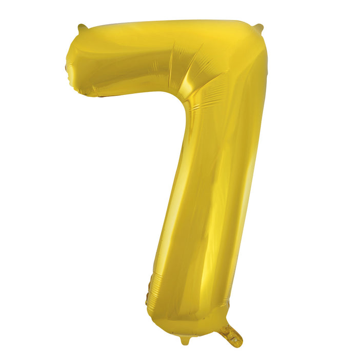 Gold Number 7 Giant Foil Helium Balloon 34" (Optional Helium Inflation)