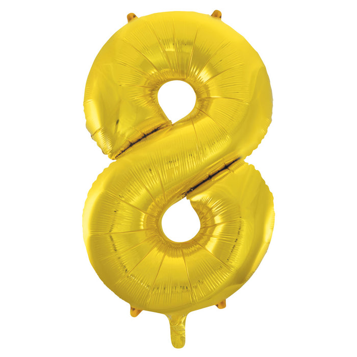 Gold Number 8 Giant Foil Helium Balloon 34" (Optional Helium Inflation)