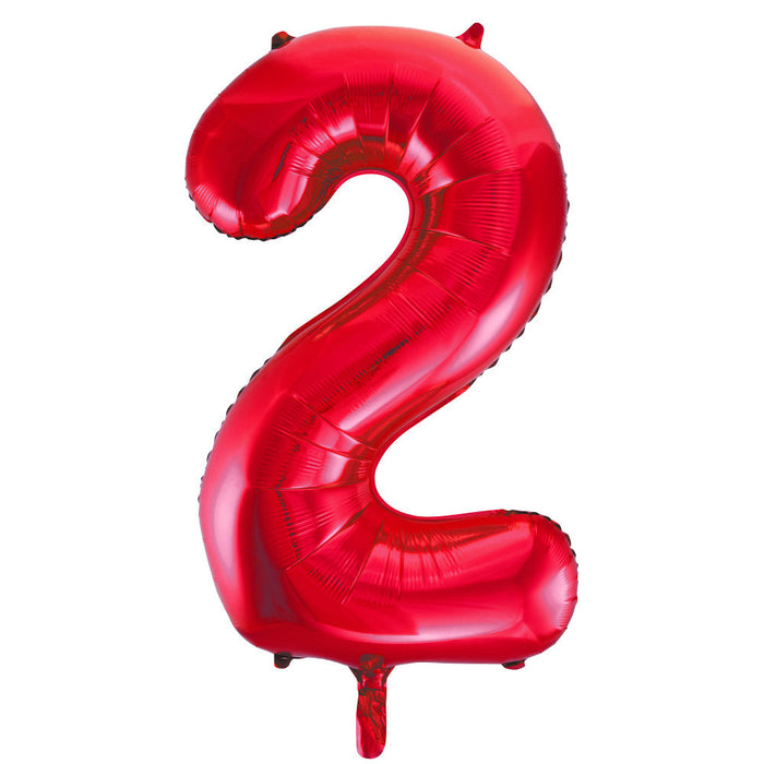 Red Number 2 Giant Foil Helium Balloon 34" (Optional Helium Inflation)