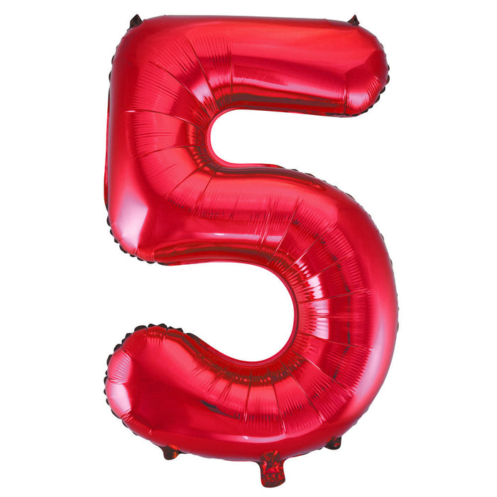 Red Number 5 Giant Foil Helium Balloon 34" (Optional Helium Inflation)