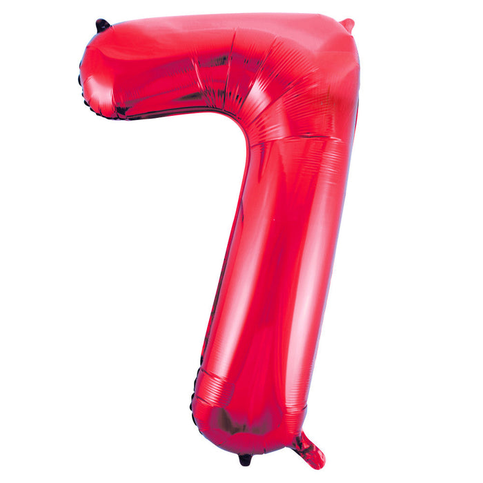 Red Number 7 Giant Foil Helium Balloon 34" (Optional Helium Inflation)