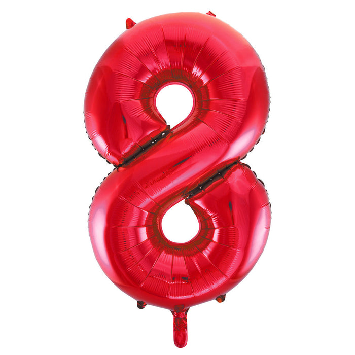 Red Number 8 Giant Foil Helium Balloon 34" (Optional Helium Inflation)
