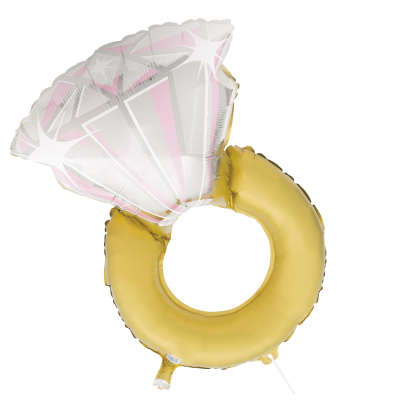 Diamond Wedding Ring Large Shape Foil Balloon (Optional Helium Inflation)