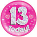6" Jumbo Badge 13 Today Pink Holographic Dot - Sweets 'n' Things