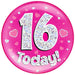 6" Jumbo Badge 16 Today Pink Holographic Dot - Sweets 'n' Things