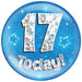 6" Jumbo Badge 17 Today Blue Holographic Cracked Ice - Sweets 'n' Things