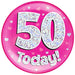 6" Jumbo Badge 50 Today Pink Holographic Dot - Sweets 'n' Things