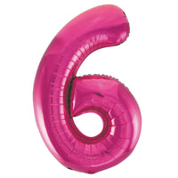 Pink Number 6 Giant Foil Helium Balloon 34" (Optional Helium Inflation)
