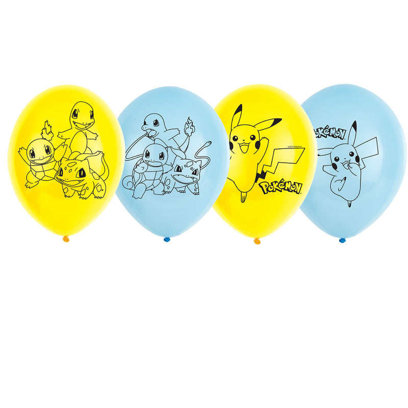 Pokémon Latex Balloons 6 Pack - Optional Helium inflation