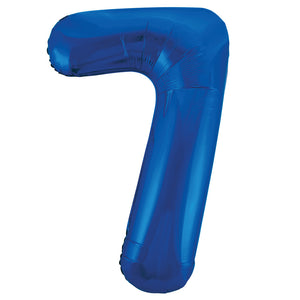 Blue Number 7 Giant Foil Helium Balloon 34" (Optional Helium Inflation)