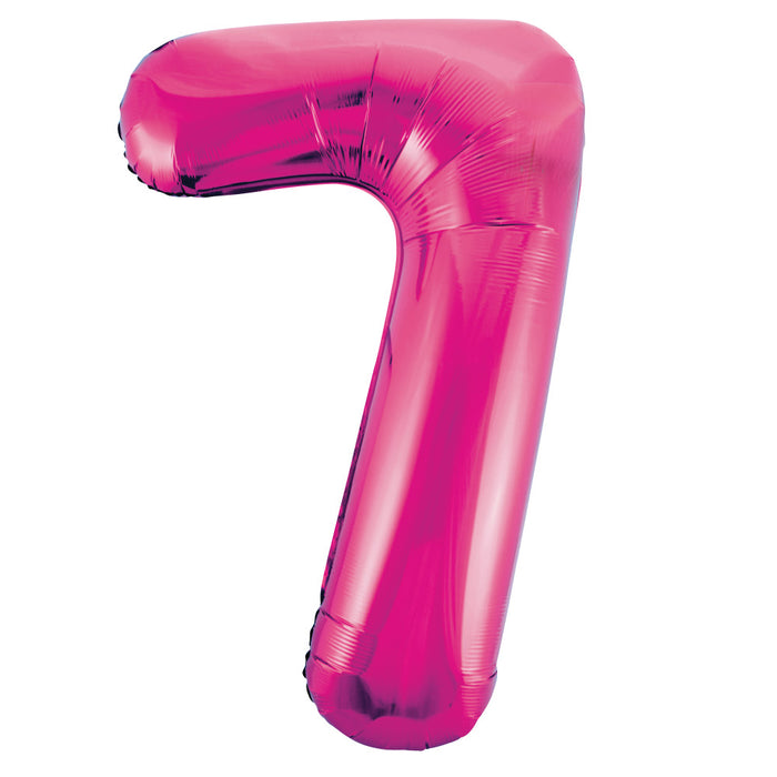 Pink Number 7 Giant Foil Helium Balloon 34" (Optional Helium Inflation)
