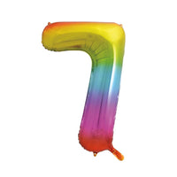 Rainbow Number 7 Giant Foil Helium Balloon 34" (Optional Helium Inflation)