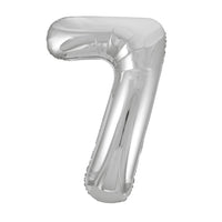 Silver Number 7 Giant Foil Helium Balloon 34" (Optional Helium Inflation)