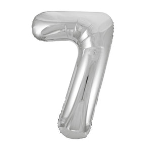 Silver Number 7 Giant Foil Helium Balloon 34" (Optional Helium Inflation)