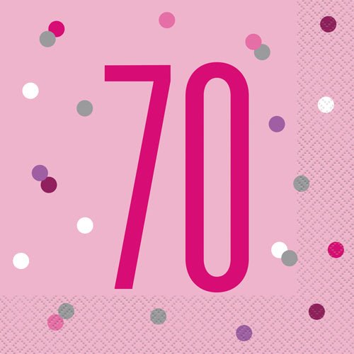 70th Birthday Glitz Pink Paper Napkins - Sweets 'n' Things