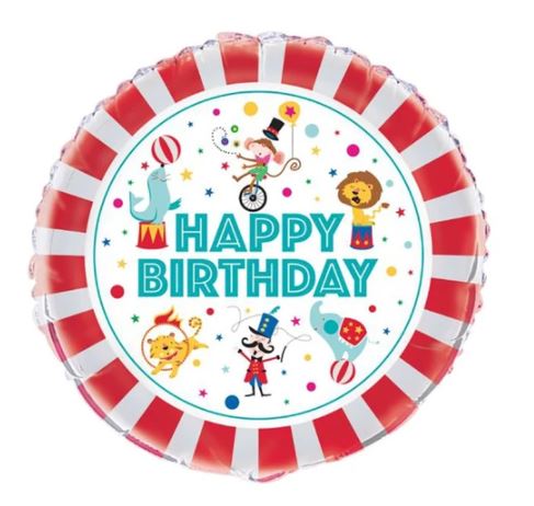 Happy Birthday Circus Foil Balloon (Optional Helium Inflation)