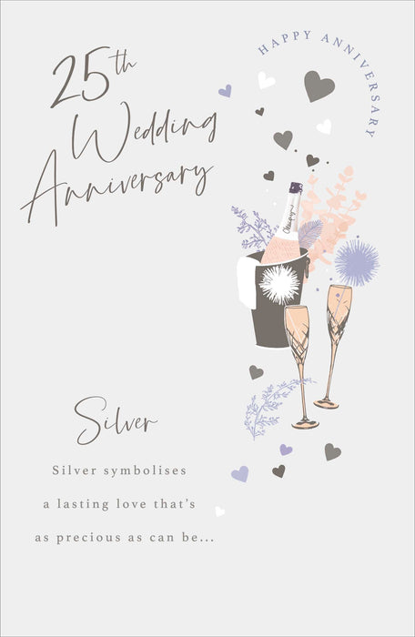 Anniv Wedd 25th Greeting Card From Gibson Core Line Conventional 740308 B780