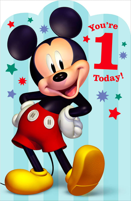 Birthday 1st Boy Greeting Card From Disney Mickey Mouse Juvenile 754199 G1183