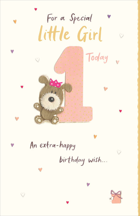 Birthday 1st Girl Greeting Card From Lots of Woof Cute 760865 G1291