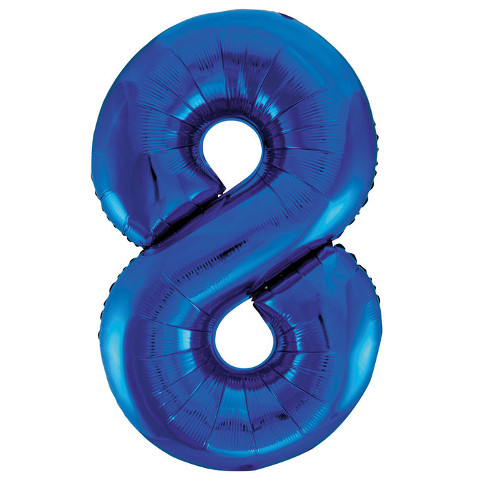 Blue Number 8 Giant Foil Helium Balloon 34" (Optional Helium Inflation)