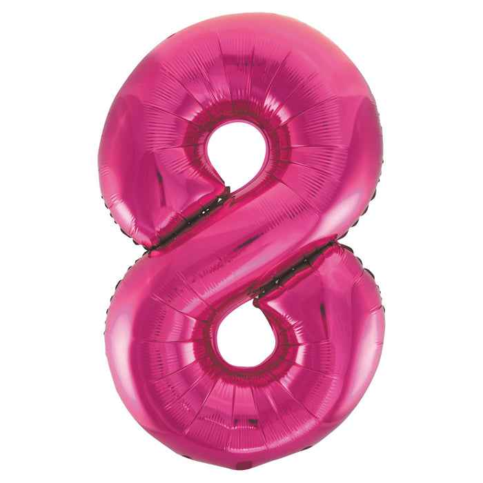 Pink Number 8 Giant Foil Helium Balloon 34" (Optional Helium Inflation)