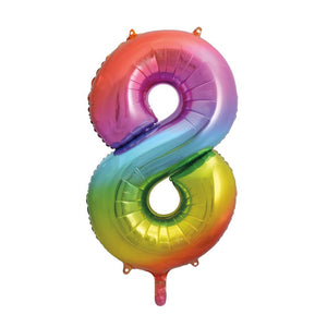 Rainbow Number 8 Giant Foil Helium Balloon 34" (Optional Helium Inflation)