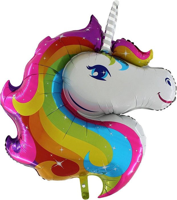 Rainbow Unicorn SuperShape Foil Balloons 41" (Optional Helium Inflation)