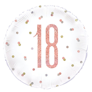 Happy 18th Birthday Rose Gold Round Helium Filled Balloon (Optional Helium Inflation)