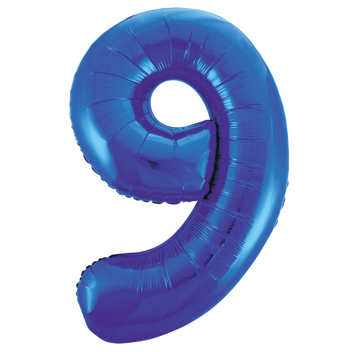 Blue Number 9 Giant Foil Helium Balloon 34" (Optional Helium Inflation)