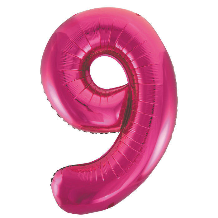 Pink Number 9 Giant Foil Helium Balloon 34" (Optional Helium Inflation)