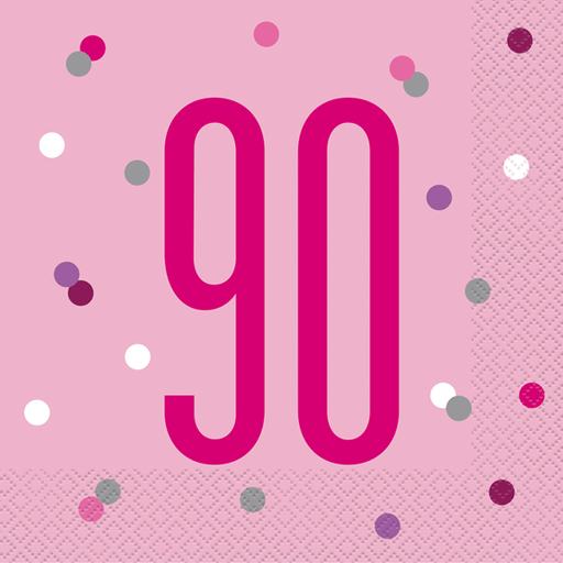 90th Birthday Glitz Pink Paper Napkins - Sweets 'n' Things