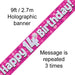 9ft Banner Happy 14th Birthday Pink Holographic - Sweets 'n' Things