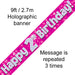 9ft Banner Happy 2nd Birthday Pink holographic - Sweets 'n' Things